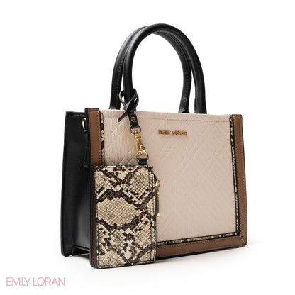 LEATHER HANDBAG WITH SNAKE DETAIL TOUCH -SMALL