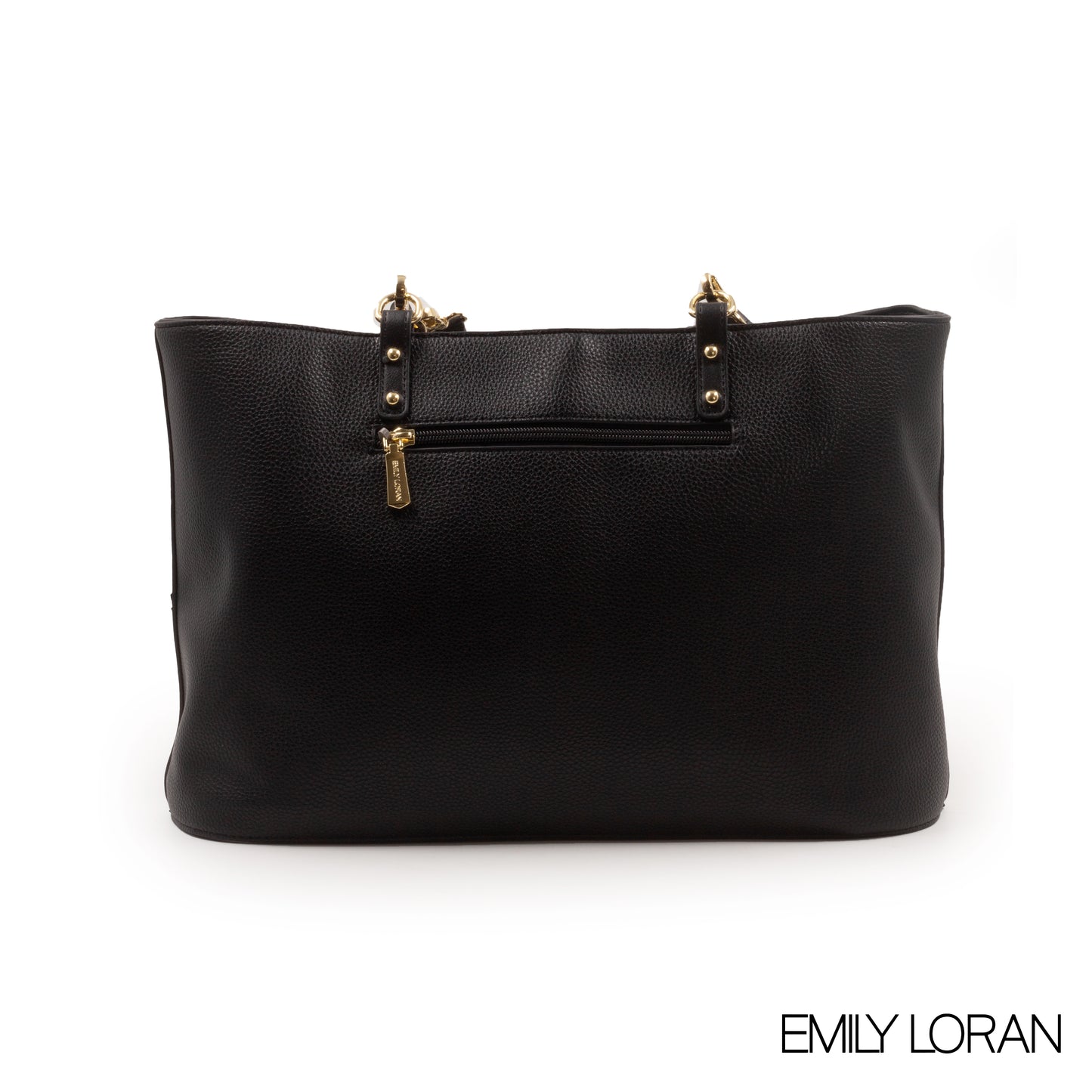 BLACK LEATHER TOTE WITH SPECIAL DESIGN -LARGE