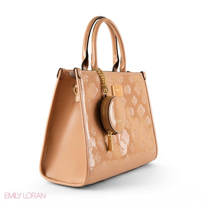 CLASSIC GLOSSY LEATHER PATTERNED HANDBAG - LARGE