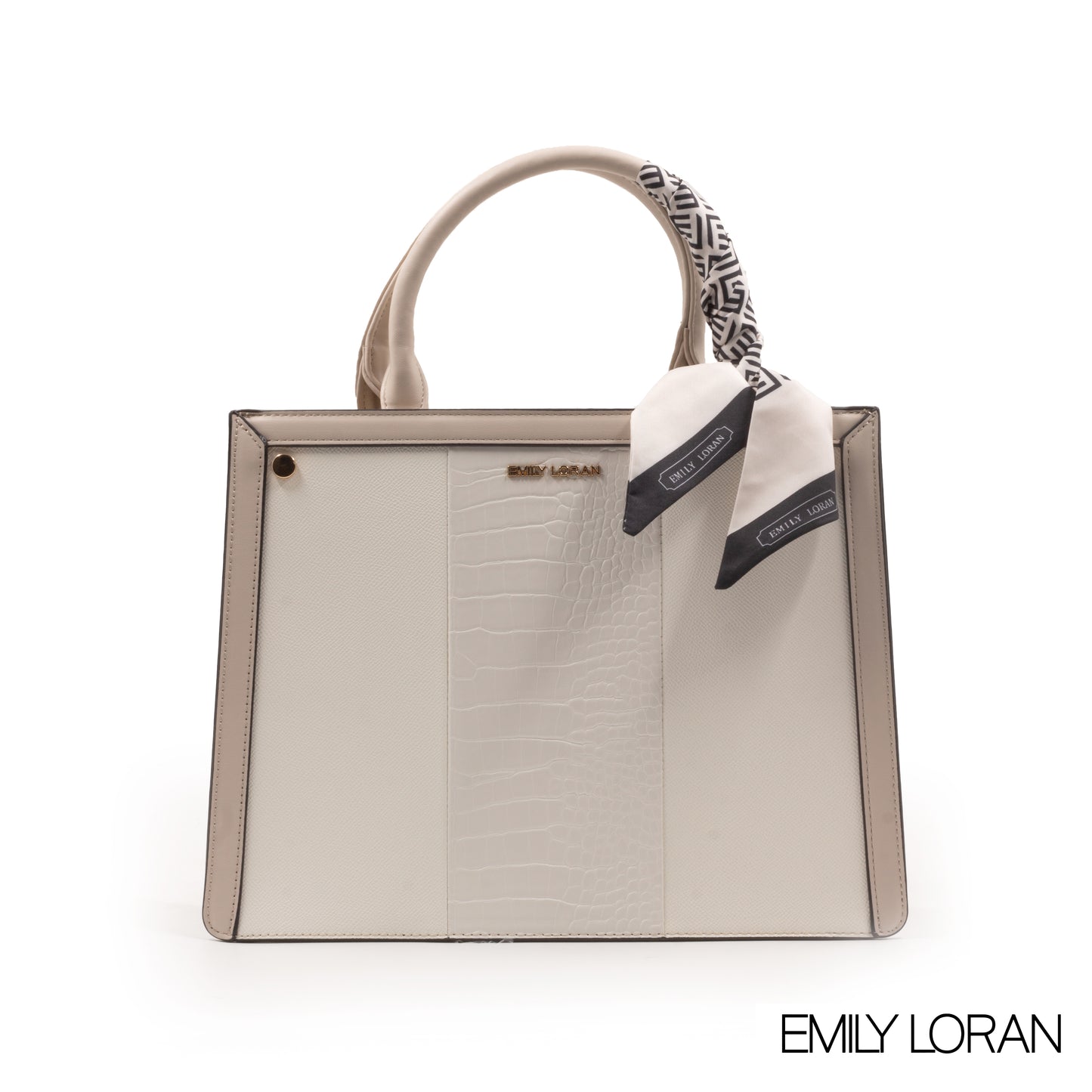 EMILY LORAN LEATHER HANDBAG WITH PATTERN,SCARF -MED
