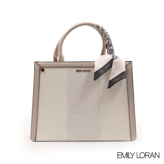 EMILY LORAN LEATHER HANDBAG WITH PATTERN,SCARF -MED