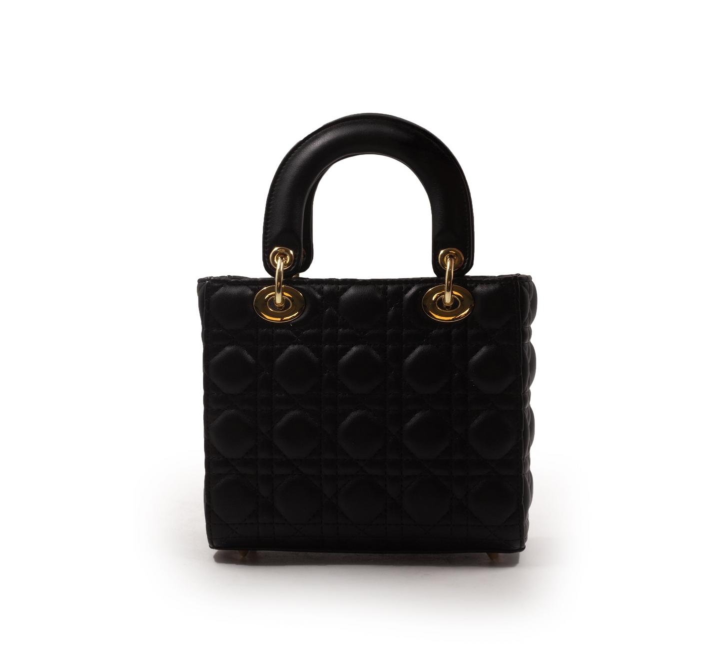 SHINY BLACK LEATHER HANDBAG -SMALL