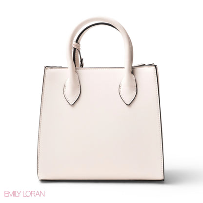 EMILY LOGO EMBOSSED LEATHER HANDBAG WITH MINI WALLET- SMALL