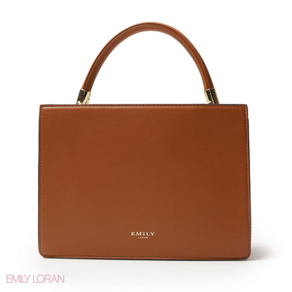 STRIPED NAVY LEATHER HANDBAG WITH FLAP -MED