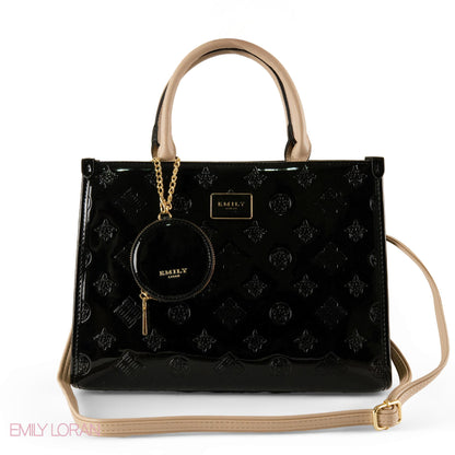 CLASSIC GLOSSY LEATHER PATTERNED HANDBAG - LARGE