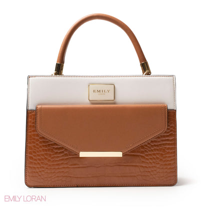 CROC LEATHER HANDBAG WITH FLAP -MED