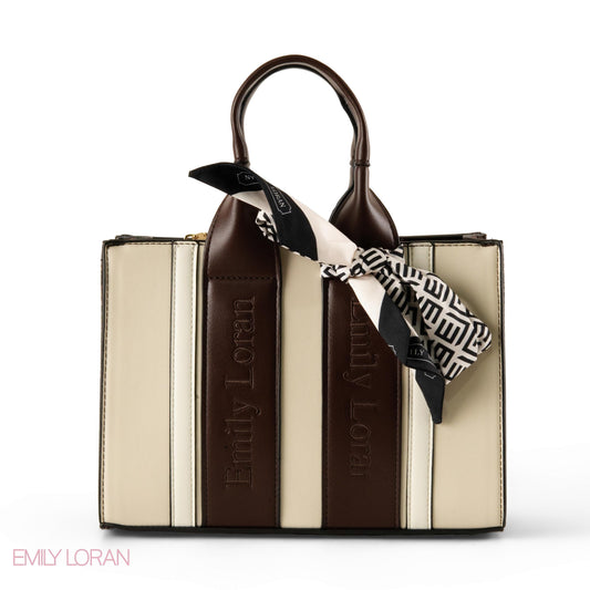 SPECIAL DESIGN LEATHER HANDBAG WITH SCARF - MED