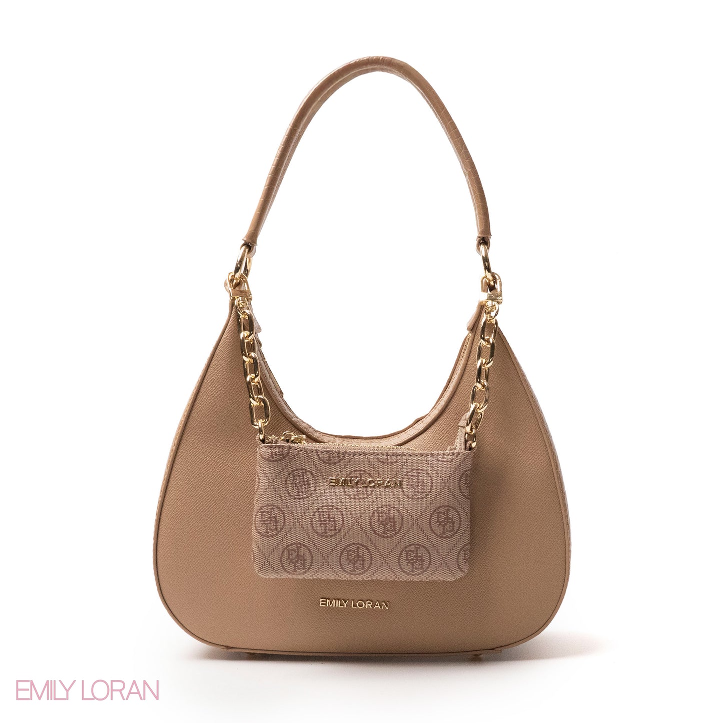 MODREN BEIGE LEATHER HANDBAGWITH METAL CHAIN - MED