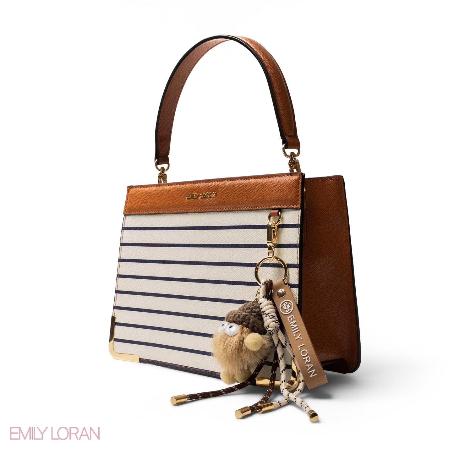 MATTE SMOOTH LEATHER HANDBAG WITH ACCESSORIES -MED