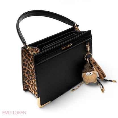 MATTE SMOOTH LEATHER HANDBAG WITH ACCESSORIES -MED