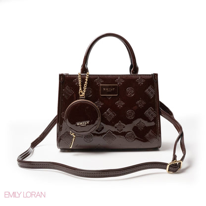CLASSIC GLOSSY LEATHER PATTERNED HANDBAG - MED