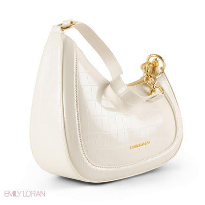 MODERN GLOSSY LEATHER SHOULDER BAG WITH MINI WALLET - SMALL