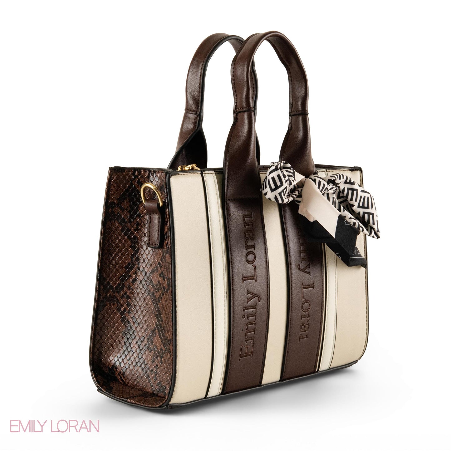 SPECIAL DESIGN LEATHER HANDBAG WITH SCARF - MED