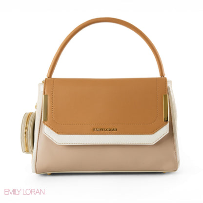 SMOOTH LEATHER HANDBAG WITH CROC DETAIL- MED