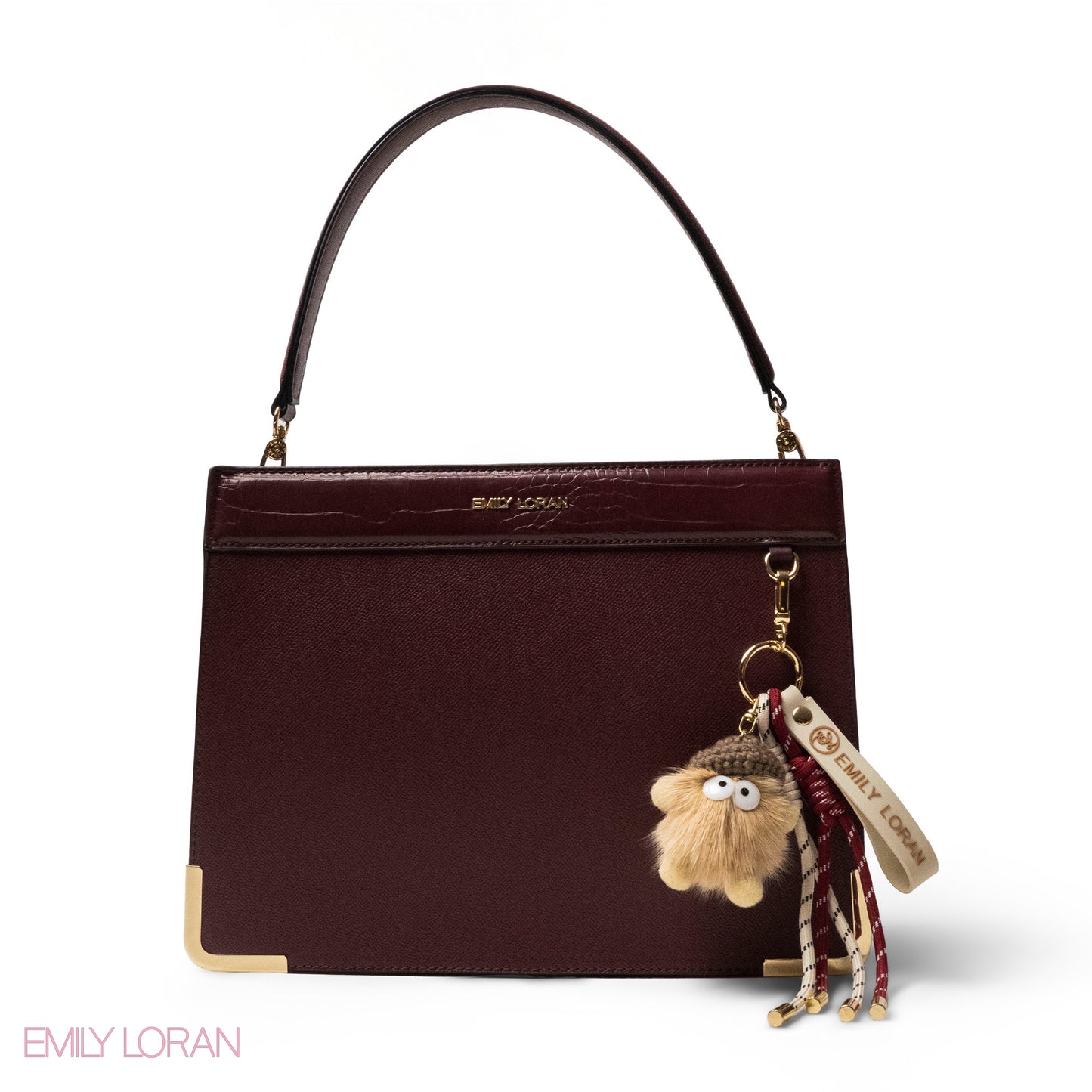 MATTE SMOOTH LEATHER HANDBAG WITH ACCESSORIES -LARGE