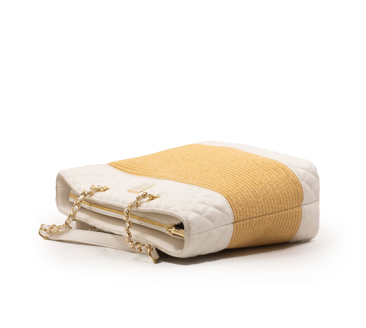 FOX LEATHER,STROW,CHAIN METALIC DETAILS TOTE-LARGE