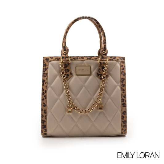 FOX SMOOTH LEATHER HANDBAG WITH LEOPARD PRINT TRIM-MED