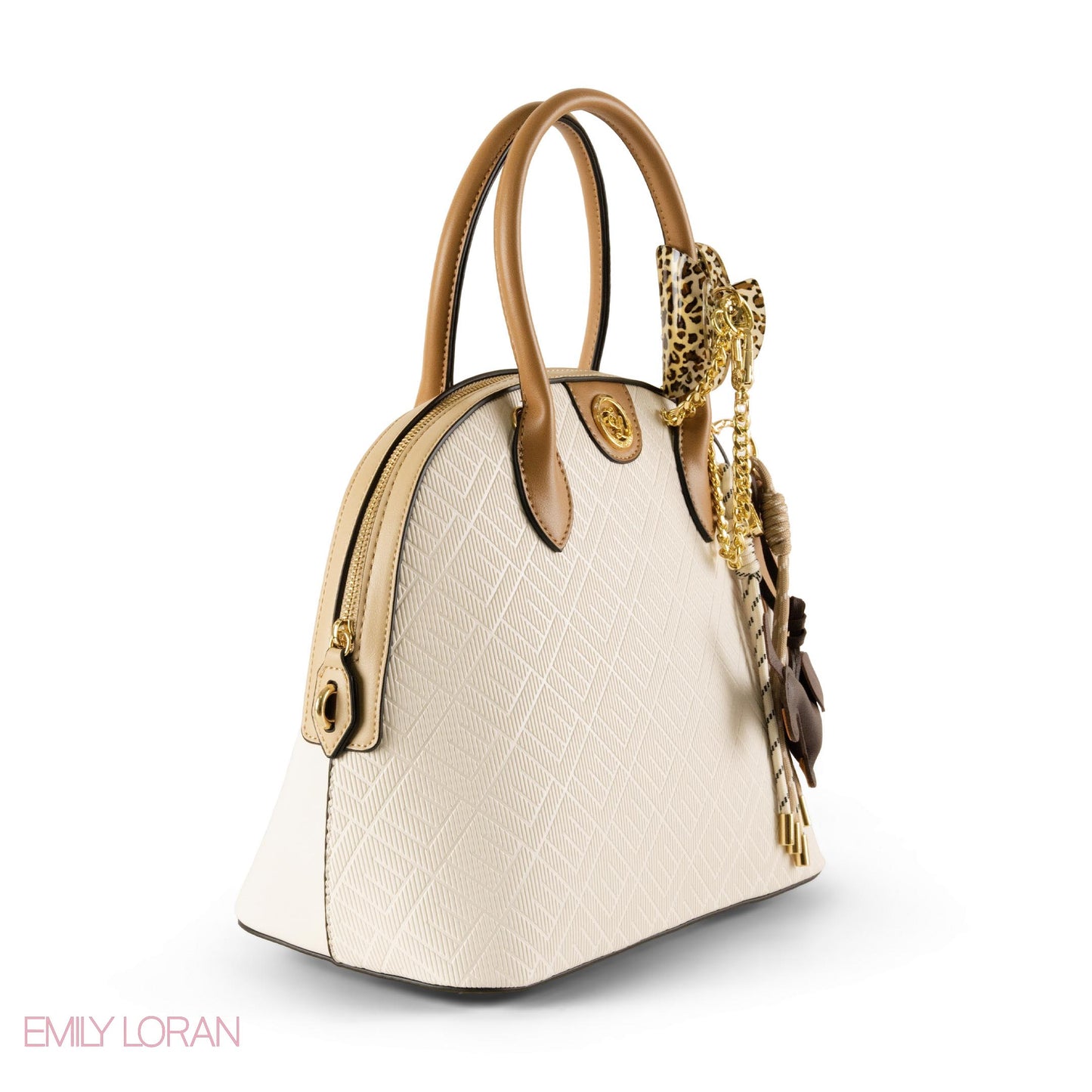 EMILY LORAN EMBOSSED LEATHER HANDBAG WITH ACCESSORIES- LARGE