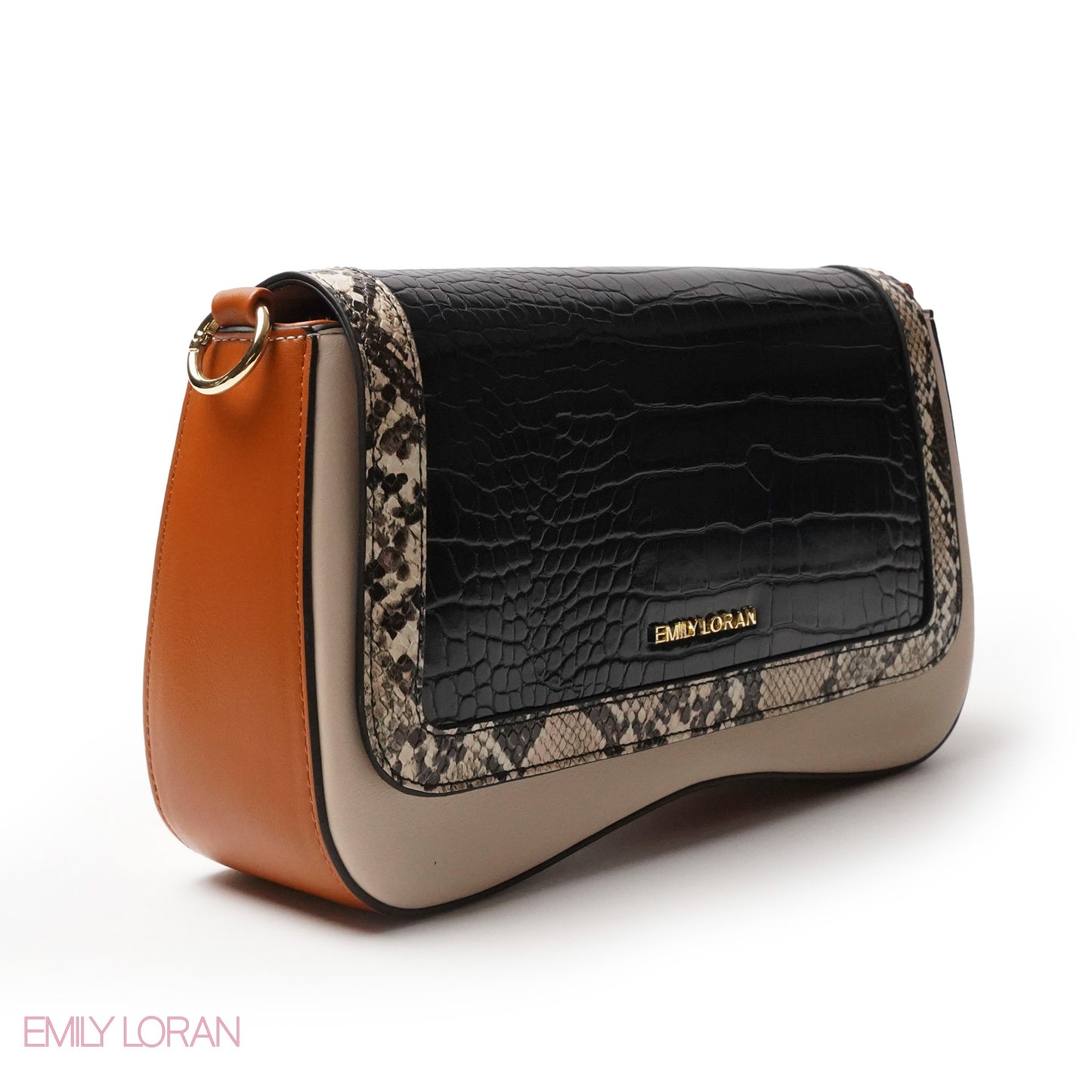 LEATHER CROSSBODY WITH MIX OF SNAKESKIN,CROC -SMALL
