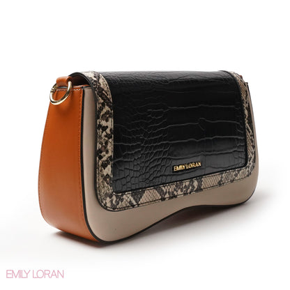LEATHER CROSSBODY WITH MIX OF SNAKESKIN,CROC -SMALL