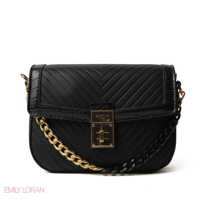 BLACK CROSS BAG WITH SIMPLE PUFF DESIGN - SMALL