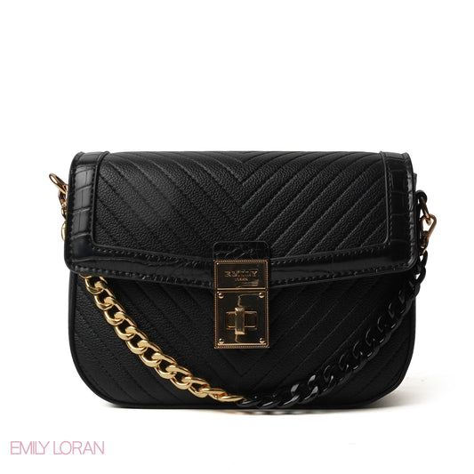 BLACK CROSS BAG WITH SIMPLE PUFF DESIGN - SMALL