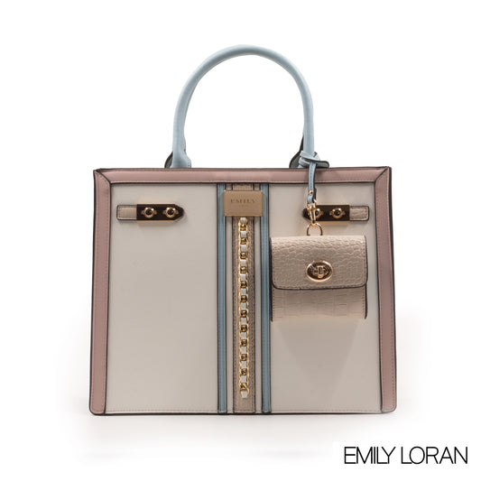 WHITE CROC LEATHER HANDBAG WITH MINI WALLET -LARGE