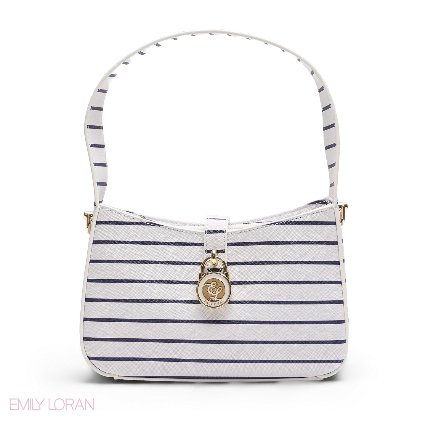 NAVY & WHITE STRIPED BAGUETTE BAG