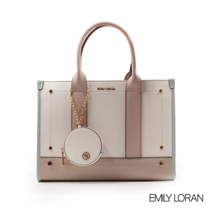 LEATHER HANDBAG WITH SMOOTH MULTICOLOER DETAILS-LARGE
