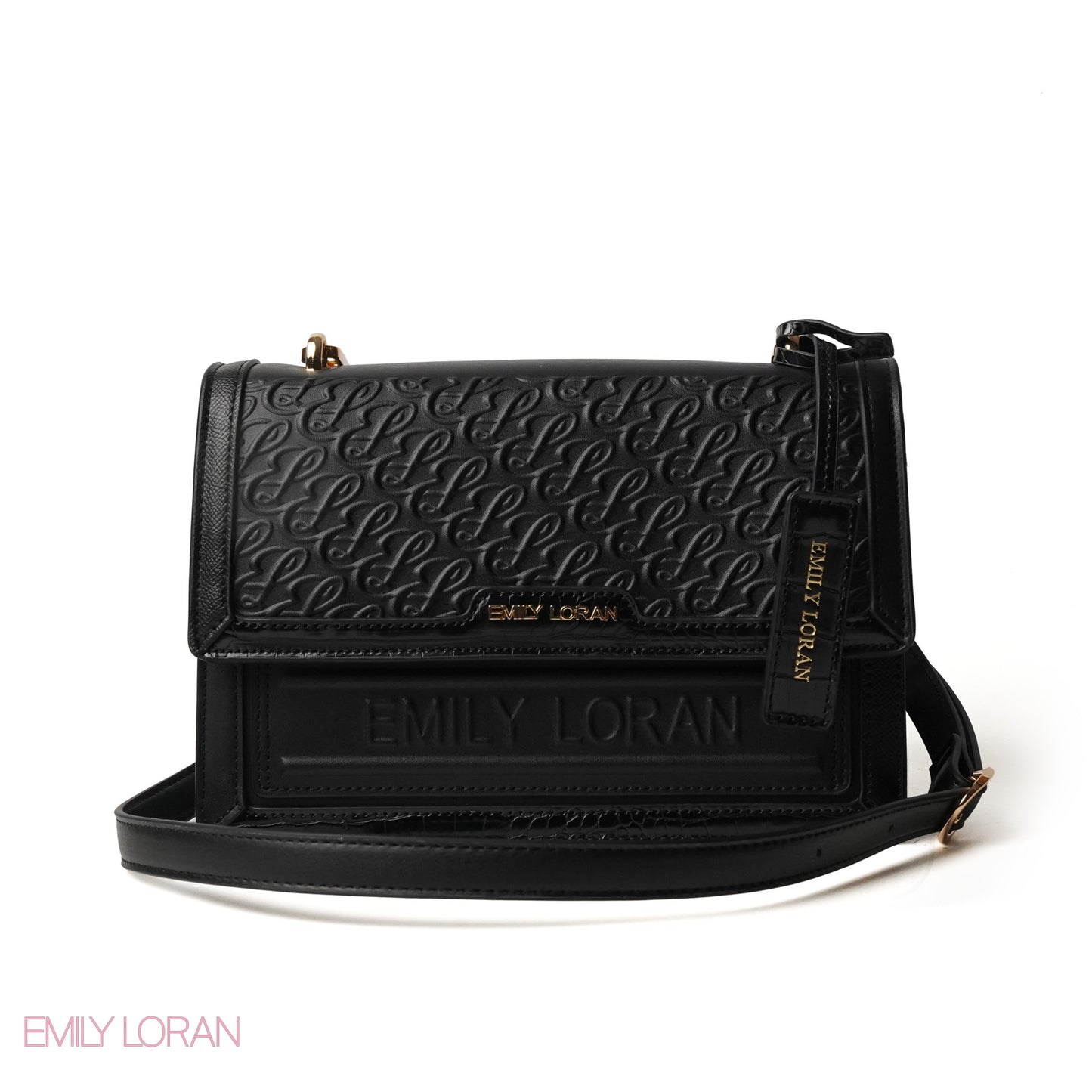 BLACK CROSS BAG EMILY LOGO - MEDIUM