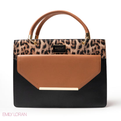 TIGER LEATHER HANDBAG WITH FLAP - LARGE