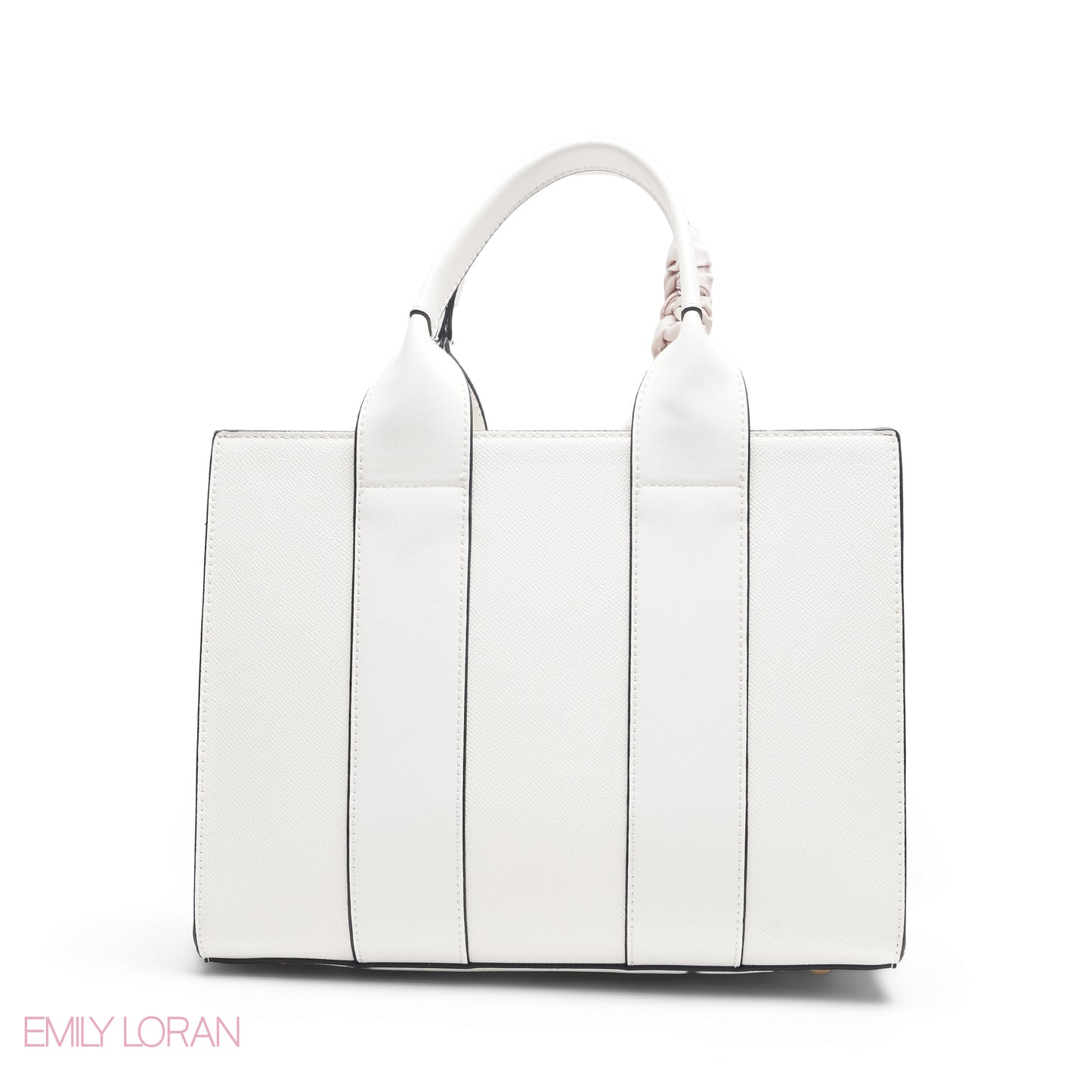 EMBOSSED LEATHER SCARF WHITE TOTE BAG - LARGE