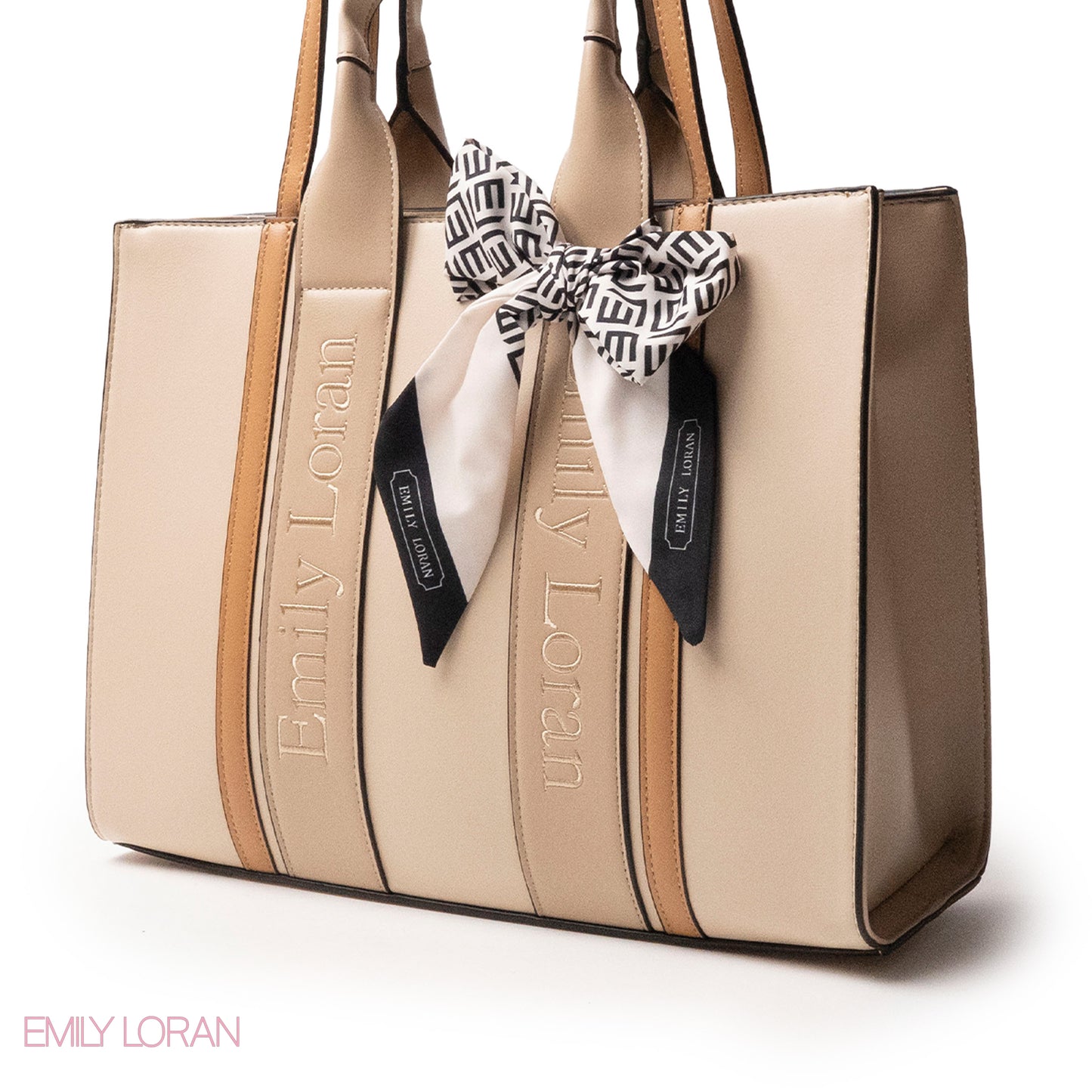 SPECIAL DESIGN LEATHER HANDBAG WITH SCARF - LARGE