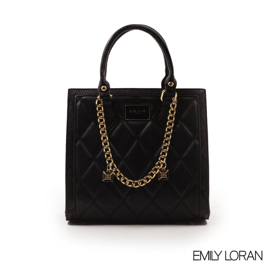 FOX SMOOTH LEATHER HANDBAG WITH BLACK TRIM-MED