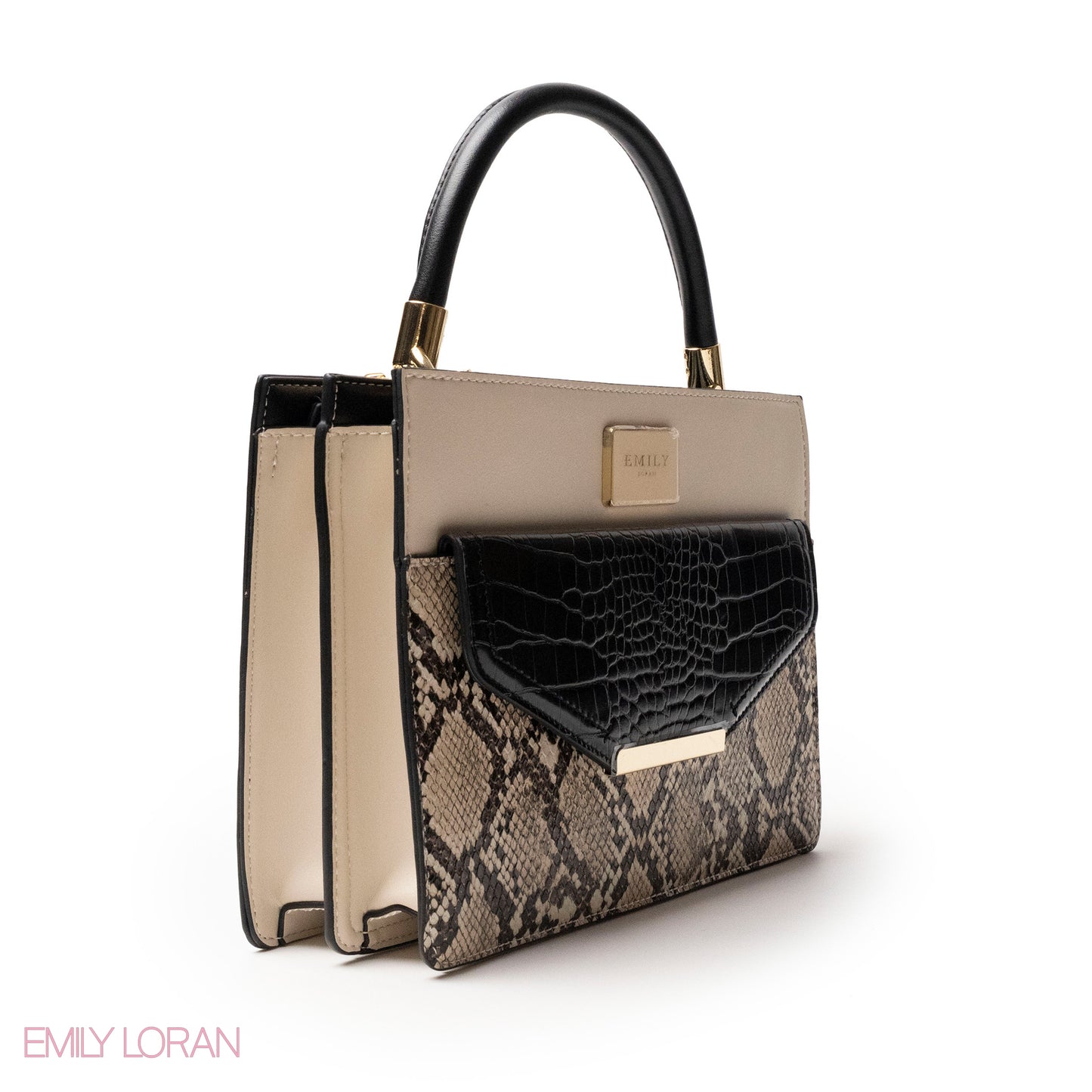 SNAKE LEATHER HANDBAG WITH FLAP -MED