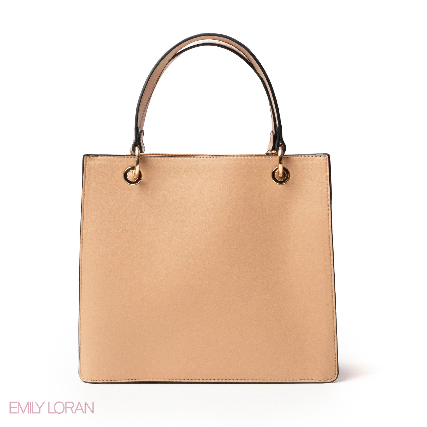 BEIGE LEATHER HANDBAG WITH METAL CHAIN,BUTTERFLIES - MED