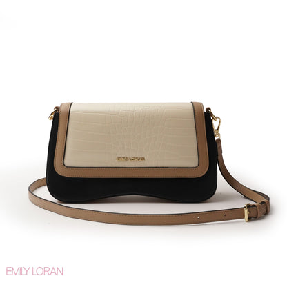 LEATHER CROSSBODY WITH CROC PRINT- SMALL