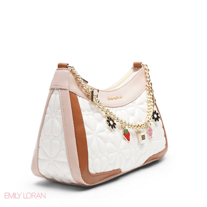 NUDE PINK SHOULDER BAG WITH CHAIN STRAP - SMALL