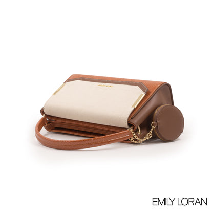 LEATHER HANDBAD WITH DETAIL CROC BROWN METALLIC-MED