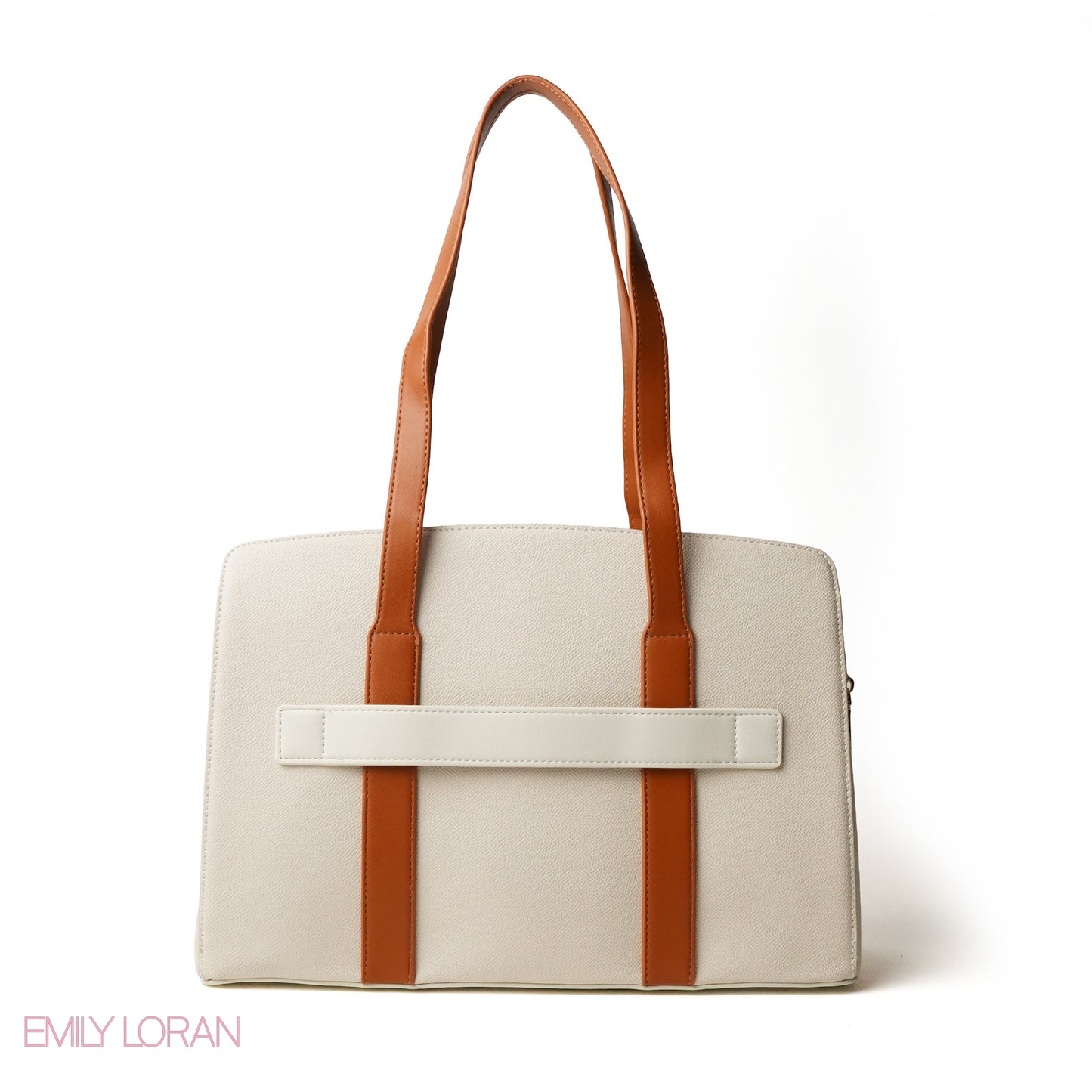 SHOPPING LEATHER SHOULDERS BAG WITH TAN TRIM - LARGE