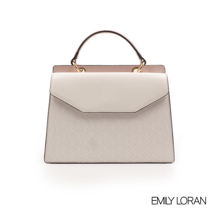 LEATHER TEXTURED HANDBAG WITH FLAP -MED