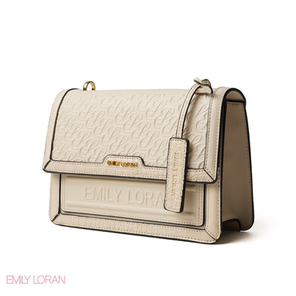 BEIGE CROSS BAG EMILY LOGO - MEDIUM