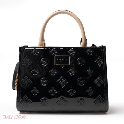 CLASSIC GLOSSY LEATHER PATTERNED HANDBAG - MED