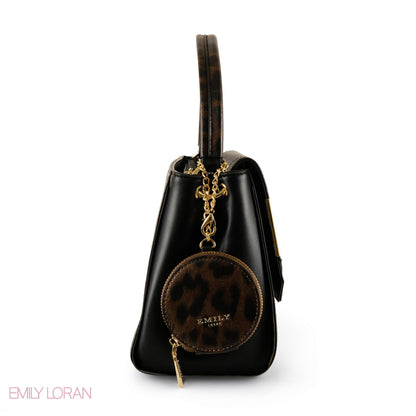 SMOOTH LEATHER HANDBAG WITH DETAIL SNAKE METALLIC - MED