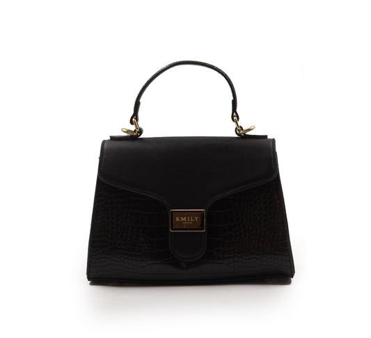 SMOOTH LEATHER HANDBAG WITH BLACK FLAP-SMALL
