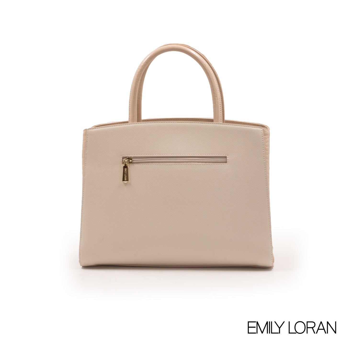 CREAMY LEATHER HANDBAG WITH CHAIN DETAIL-MED