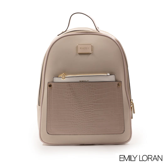 BEIGE CROC SMOOTH LEATHER BACKPACK