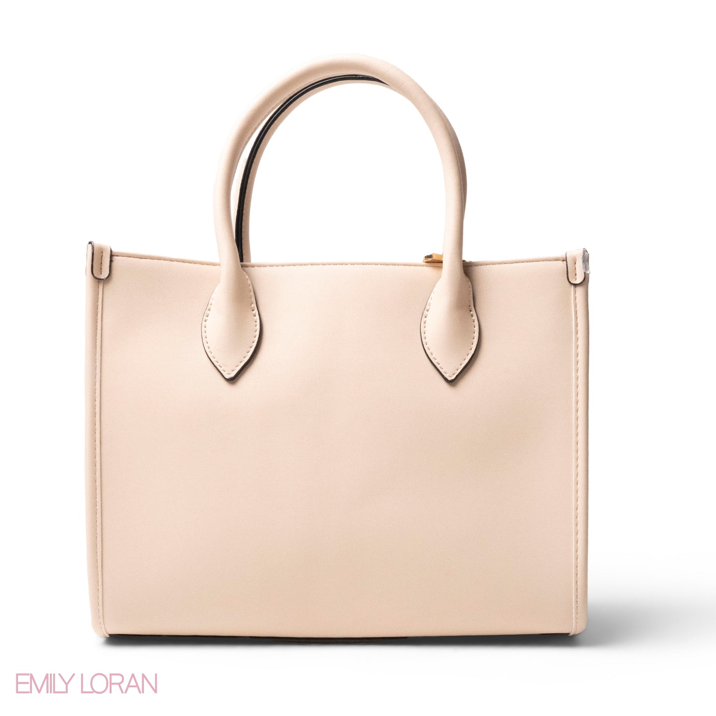 EMILY LORAN LOGO EMBOSSED LEATHER HANDBAG WITH METAL CHAIN-LARGE