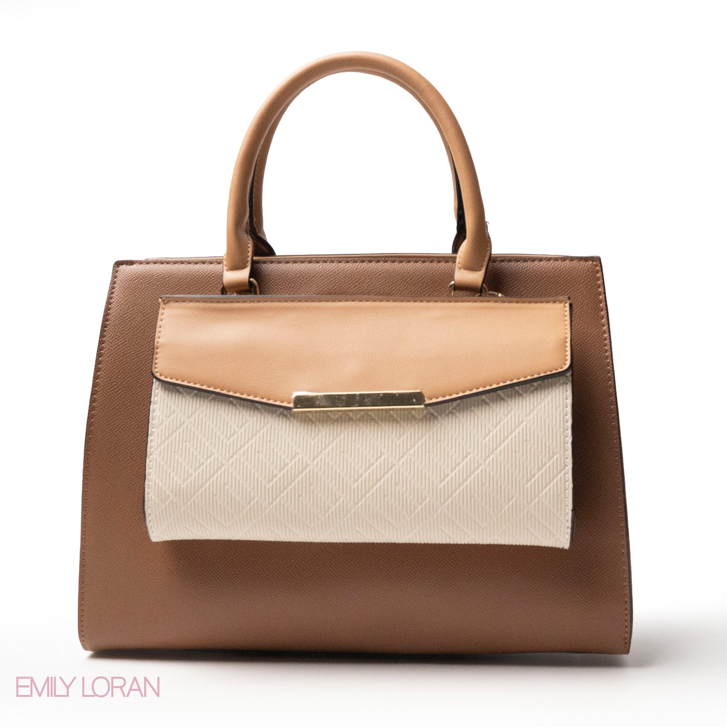 MIXED-COLOR LEATHER HANDBAG WITH WALLET - LARGE