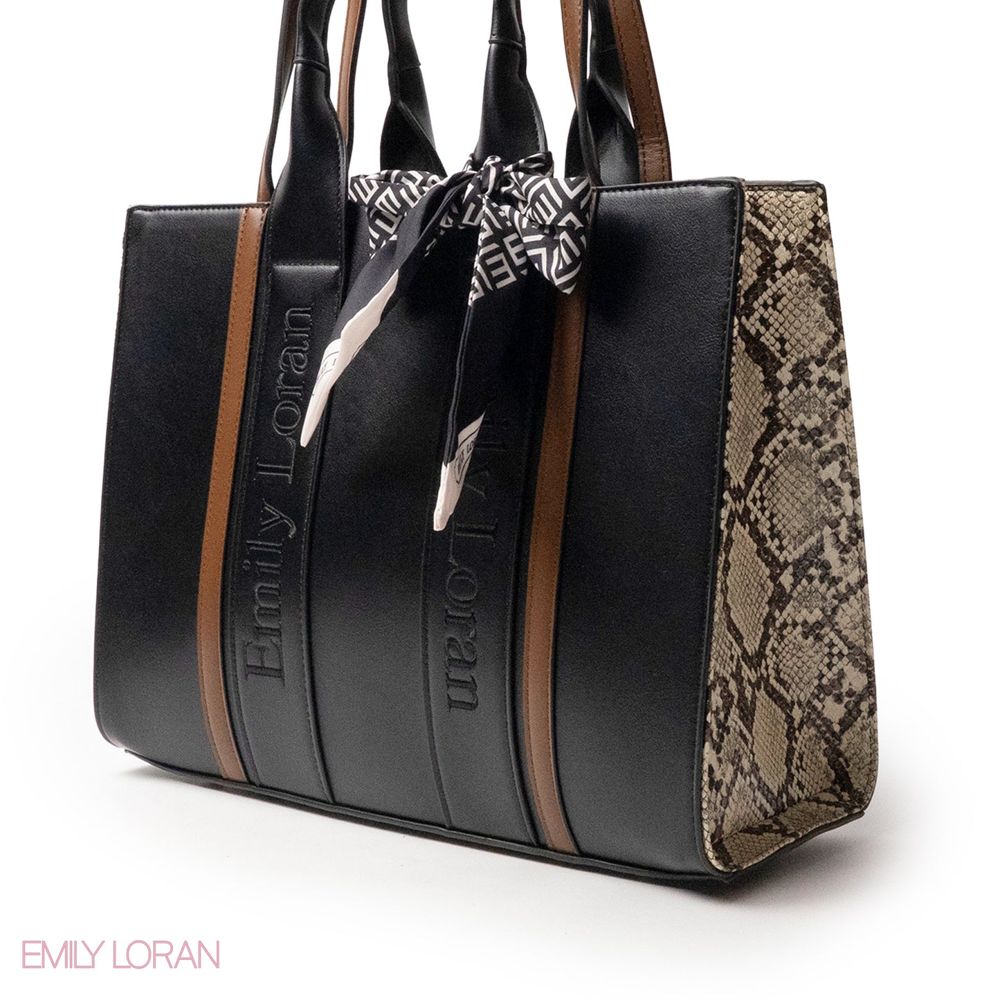 SPECIAL DESIGN LEATHER HANDBAG WITH SCARF - LARGE